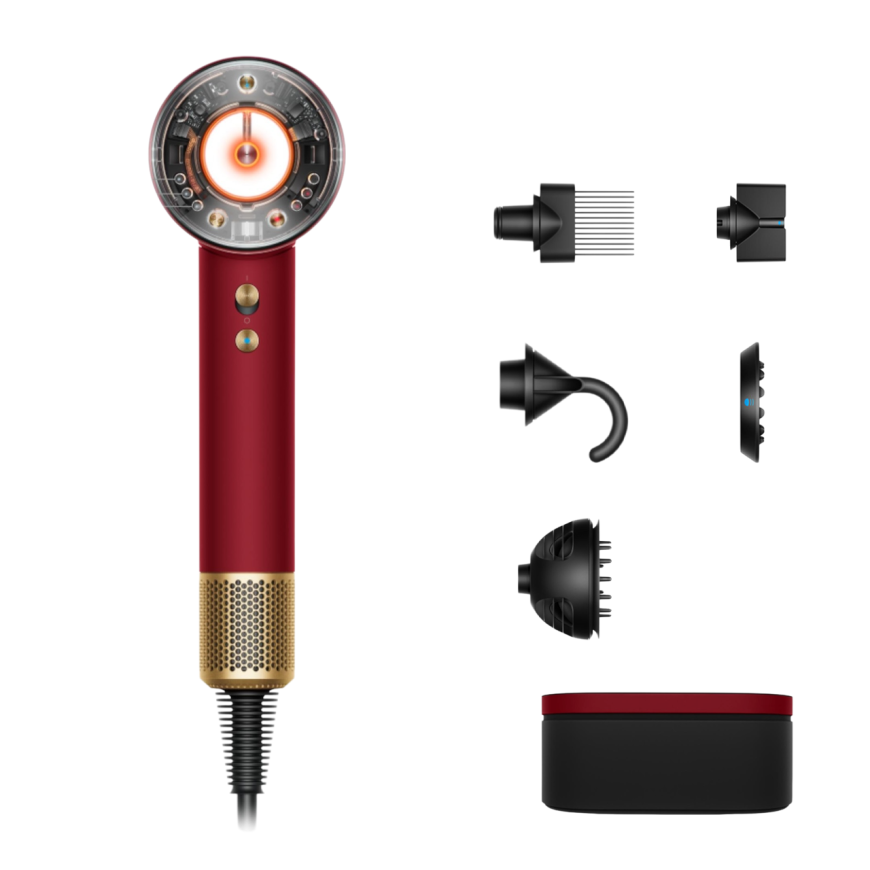 Фен Dyson Supersonic Nural HD16 Curly+Coily с кейсом Red Velvet/Gold