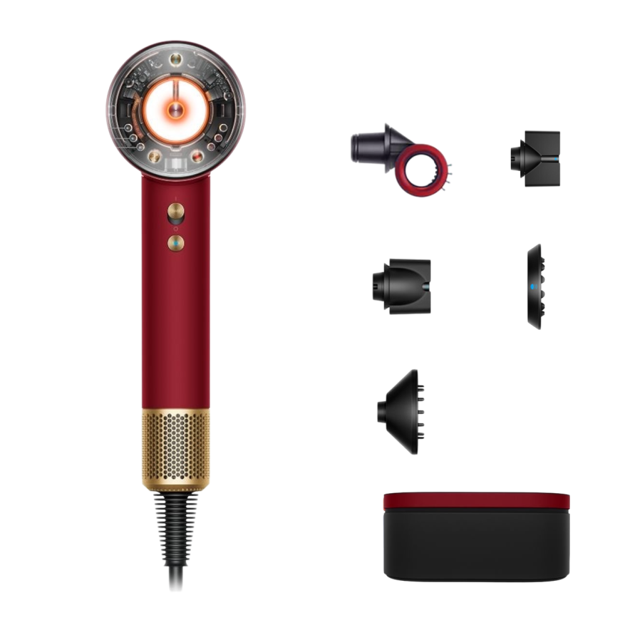 Фен Dyson Supersonic Nural HD16 Straight+Wavy с кейсом Red Velvet/Gold